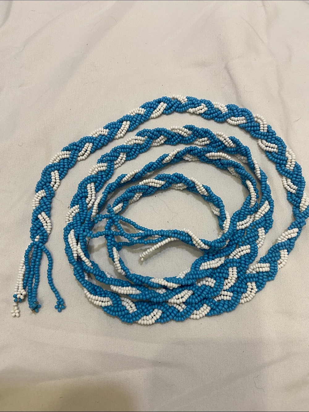 53” Braid your of Blue & White Seed Beads 2.5mm